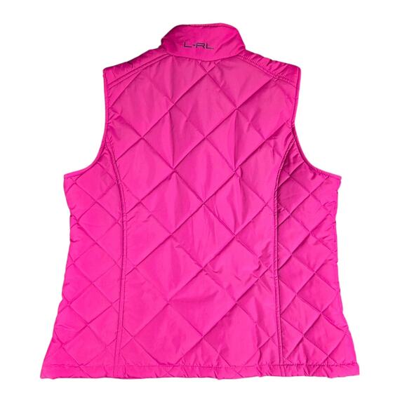Ralph Lauren Pink Full Zip Quilted Puffer Vest Women’s Size Large Bright - Picture 6 of 12